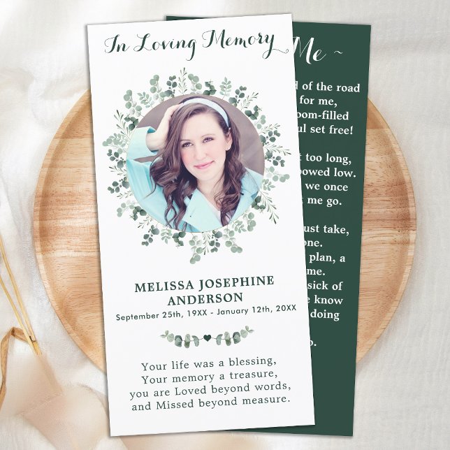 Eucalyptus Memorial Prayer Card Funeral Bookmark (Creator Uploaded)