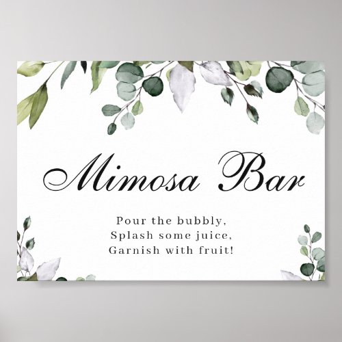 Eucalyptus Mimosa Bar Poster Sign