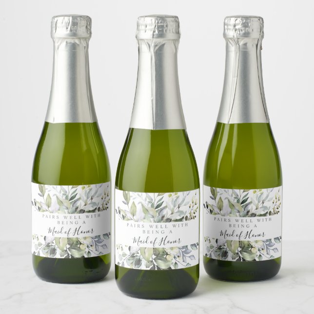 Eucalyptus Mini Sparkling Wine Bottle Labels (Bottles)