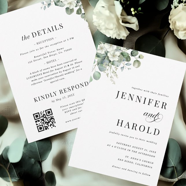 Eucalyptus Minimal Botanical Wedding All-In-One Invitation (Creator Uploaded)