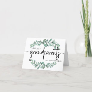 Eucalyptus Minimal Grandparents wedding keepsake Letterpress Thank You Card
