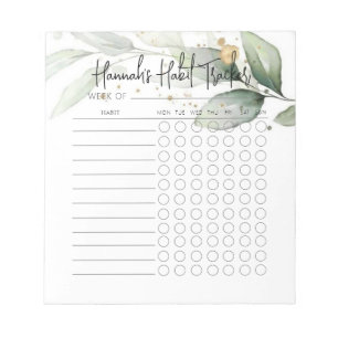 Eucalyptus Minimal Script Habit Tracker Notepad