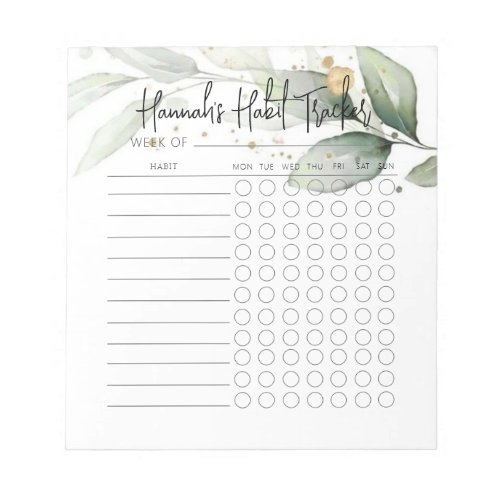 Eucalyptus Minimal Script Habit Tracker Notepad