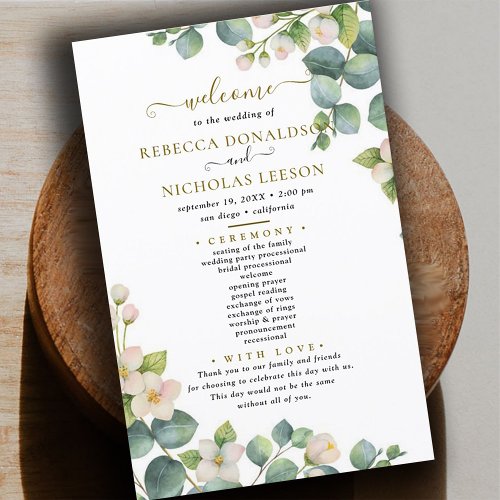 Eucalyptus Minimal Wedding Program