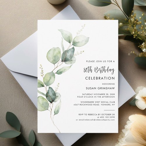 Eucalyptus Minimalist 80th Birthday Party