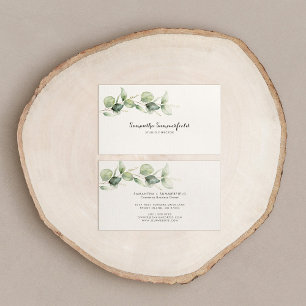 Eucalyptus Minimalist Elegant Script Watercolor Business Card