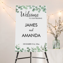 Eucalyptus Minimalist Elegant Wedding Welcome Sign