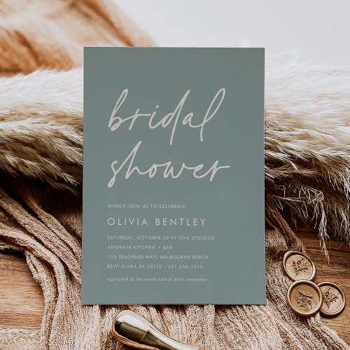 Eucalyptus  Minimalist Script Bridal Shower Invitation