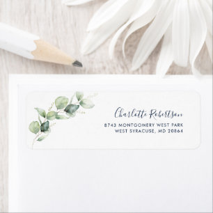 Eucalyptus Minimalist Script Return Address Label