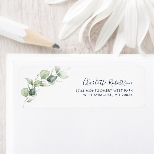 Eucalyptus Minimalist Script Return Address Label