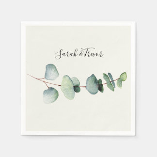 Eucalyptus Minimalist Wedding Cocktail Napkin