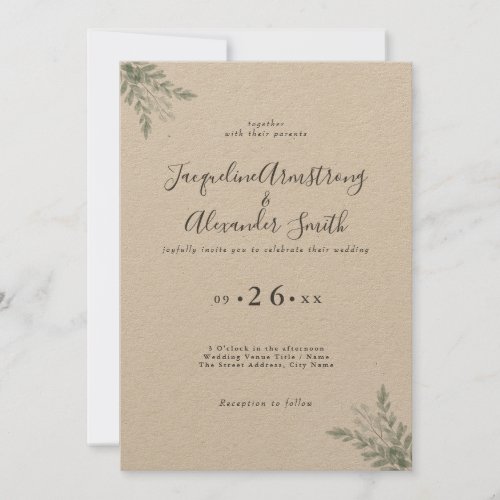 Eucalyptus Minimalist Wedding Invitation