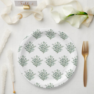 Eucalyptus Minimalist Wedding Paper Plates