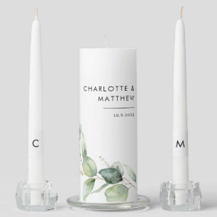 Eucalyptus Minimalist Wedding Unity Candle Set