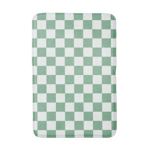 Eucalyptus mist checkerboard pattern bath mat