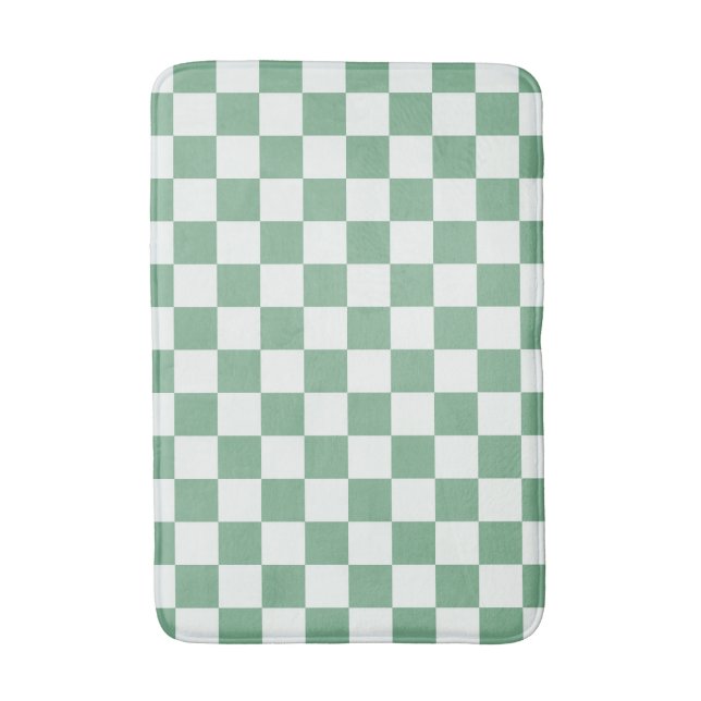 Eucalyptus mist checkerboard pattern bath mat (Front Vertical)