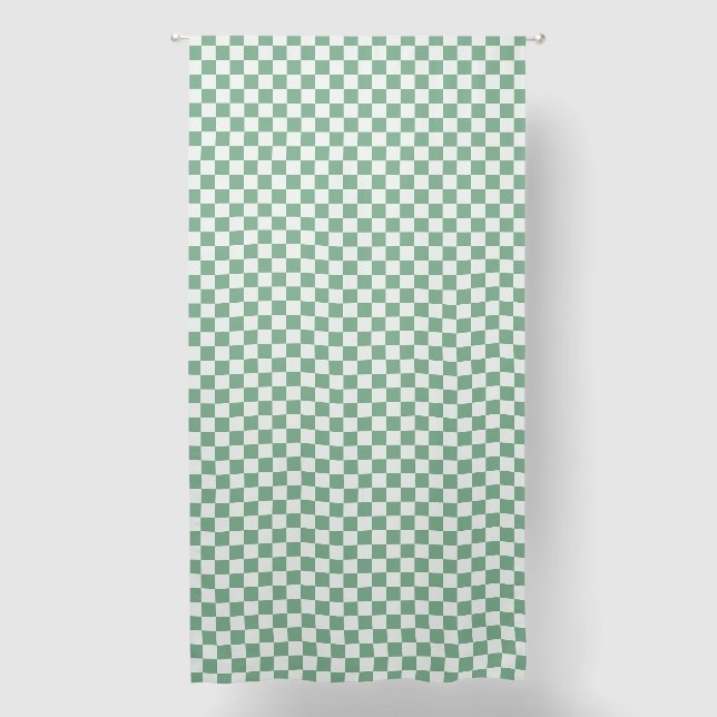 Eucalyptus mist checkerboard pattern blackout curtains (Front)