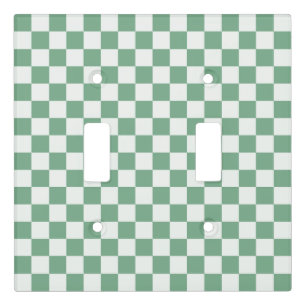 Eucalyptus mist checkerboard pattern light switch cover