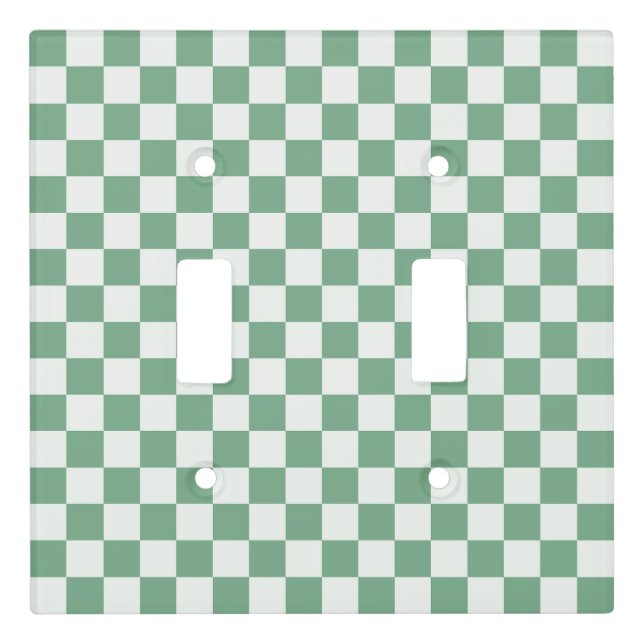 Eucalyptus mist checkerboard pattern light switch cover (Front)