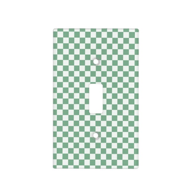 Eucalyptus mist checkerboard pattern light switch cover (Front)