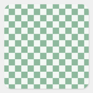Eucalyptus mist checkerboard pattern square sticker
