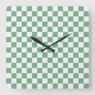 Eucalyptus mist checkerboard pattern square wall clock