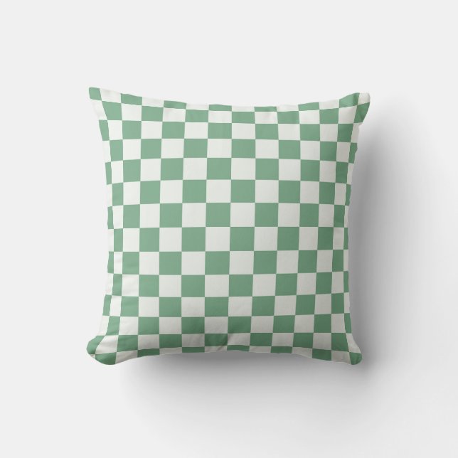 Eucalyptus mist checkerboard pattern throw pillow (Front)