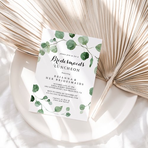 Eucalyptus Modern Bridesmaids Luncheon Shower  Invitation