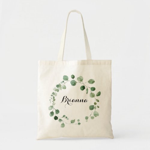 Eucalyptus Modern Calligraphy Bridesmaid  Tote Bag