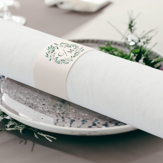 Eucalyptus Modern Calligraphy Monogram Wedding     Napkin Bands (Creator Uploaded)