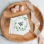 Eucalyptus Modern Calligraphy Monogram Wedding  Napkins<br><div class="desc">These eucalyptus modern calligraphy monogram wedding paper napkins are perfect for a simple wedding reception. The design features watercolor hand-drawn elegant botanical eucalyptus branches and leaves. Make these napkins your own by including the last initial of the bride and groom. These napkins can compliment a wedding reception, rehearsal dinner, engagement...</div>
