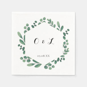 Eucalyptus Modern Calligraphy Monogram Wedding Napkins