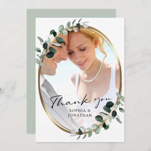 Eucalyptus Modern Calligraphy QR Code Wedding Than Thank You Card