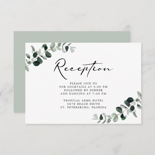 Eucalyptus Modern Calligraphy Reception Enclosure Card