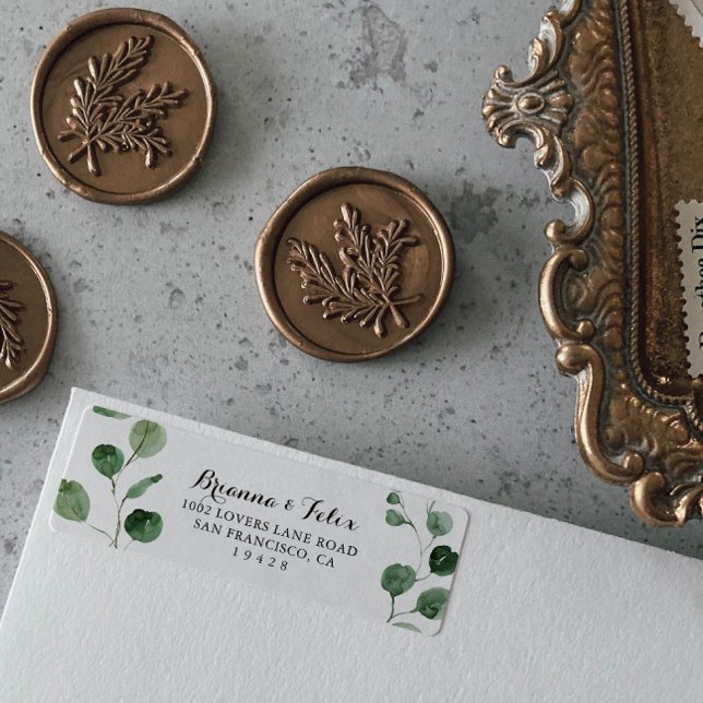 Eucalyptus Modern Calligraphy Return Address Label (Creator Uploaded)