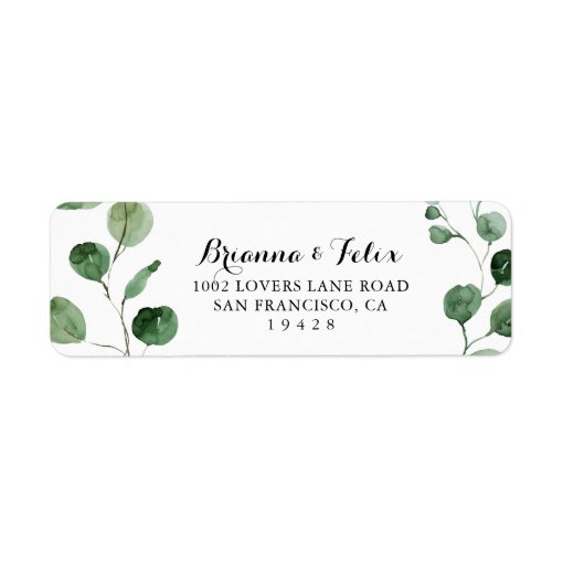 Eucalyptus Modern Calligraphy Return Address Label | Zazzle