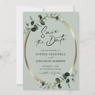 Eucalyptus Modern Calligraphy Sage Wedding Save The Date