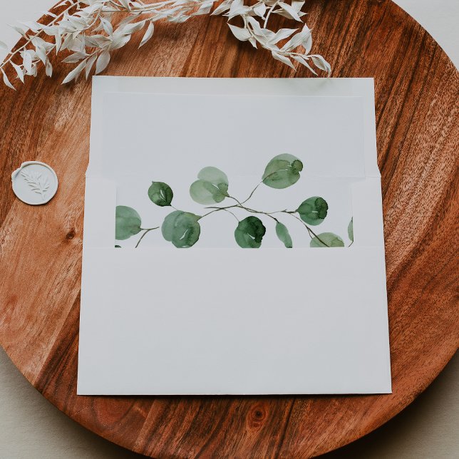 Eucalyptus Modern Calligraphy Wedding Invitation  Envelope (Creator Uploaded)