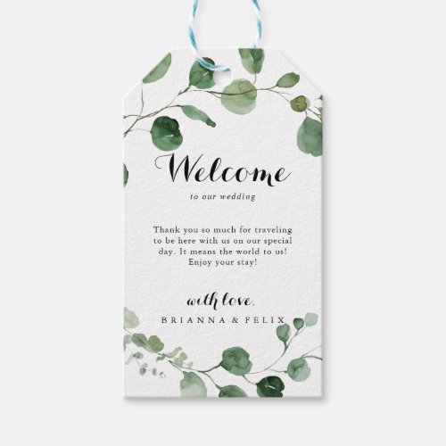 Eucalyptus Modern Calligraphy Wedding Welcome Gift Tags