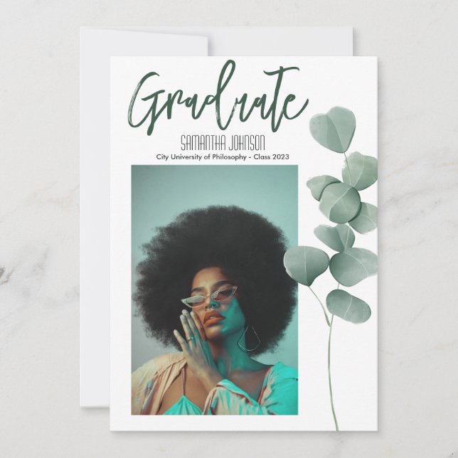 Eucalyptus Modern Graduation Photo Announcement (Front)