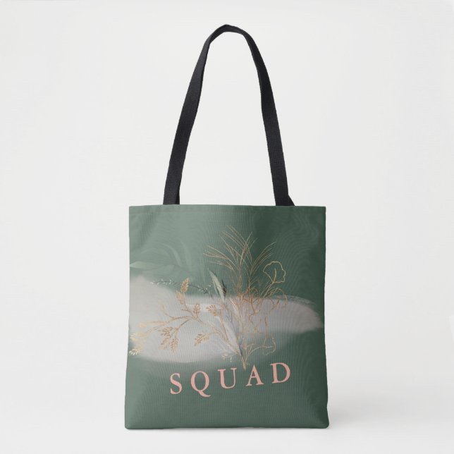 Eucalyptus Modern Greenery Abstract Bridal Shower Tote Bag (Front)