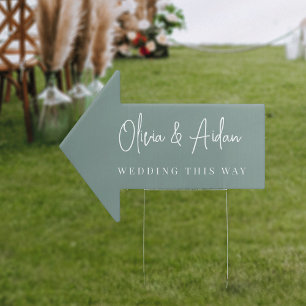 Eucalyptus Modern Handwritten Wedding This Way Sign
