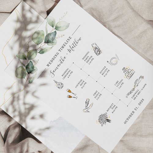 Eucalyptus Modern Icon Wedding Itinerary Program Stationery