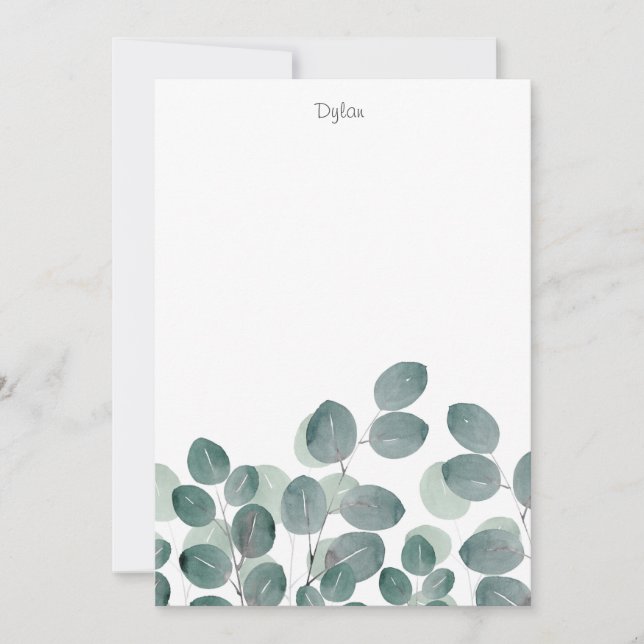 Eucalyptus Modern Note Card (Front)