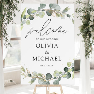 Eucalyptus Modern Script Wedding Welcome Elegant F Foam Board
