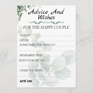 Eucalyptus Modern  Wedding Advice and Wishes Card