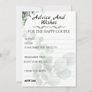 Eucalyptus Modern Wedding Advice and Wishes Card