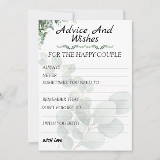 Eucalyptus Modern  Wedding Advice and Wishes Card