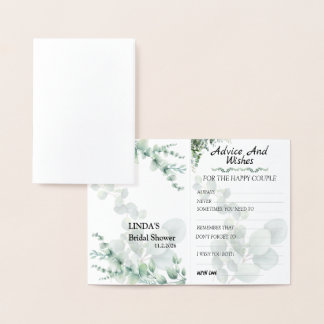 Eucalyptus Modern  Wedding Advice and Wishes Foil Card