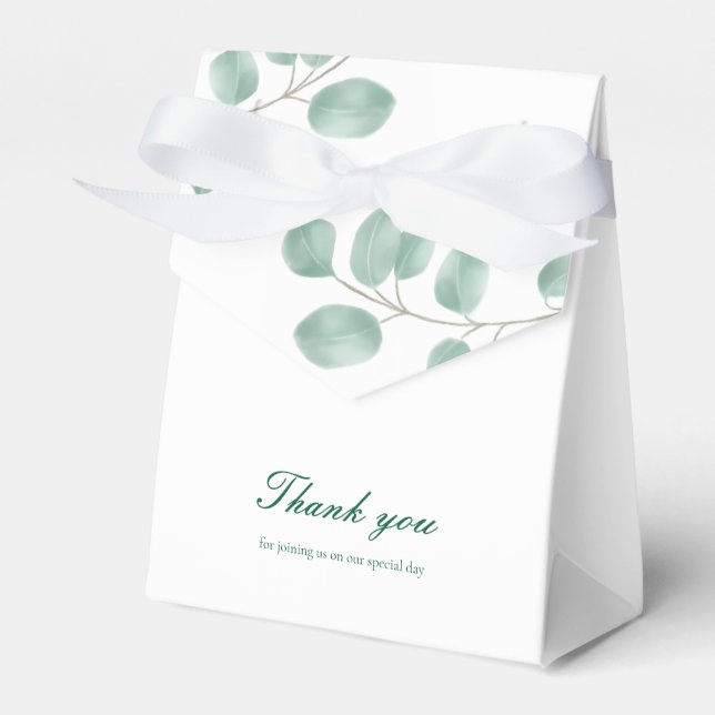 Eucalyptus Modern Wedding Favor Gift Box Thank You (Front Side)